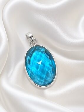 Swiss Topaz Oval Pendant - 925 Silver